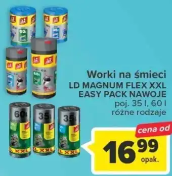 Carrefour Worki na śmieci LD MAGNUM FLEX XXL EASY PACK NAWOJE poj. 35l, 60l oferta