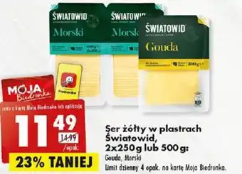 Biedronka Ser żółty w plastrach Światowid, 2x250g lub 500 g: Gouda, Morski oferta