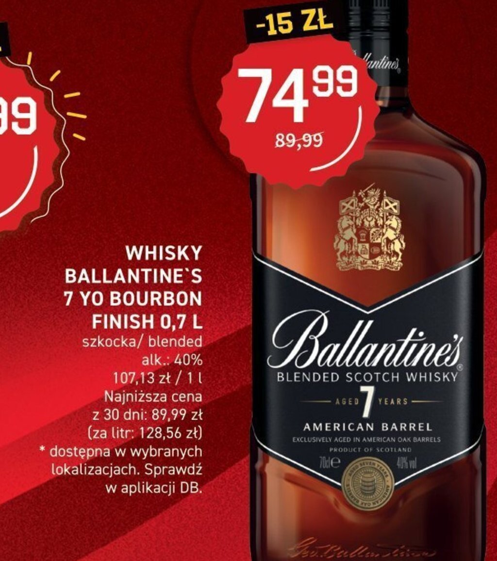 Duży Ben BALLANTINE'S WHISKY 7 YO BOURBON FINISH 0,7 L oferta