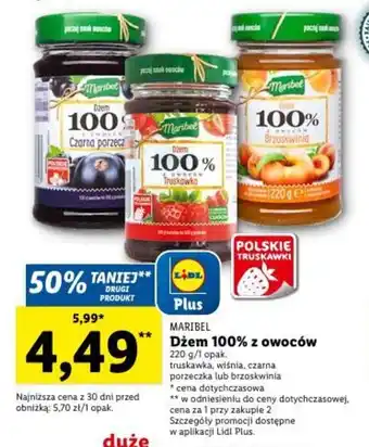 Lidl MARIBEL Dżem 100% z owoców 220 g oferta