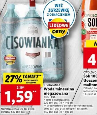 CISOWIANKA Woda mineralna niegazowana 1,5 l