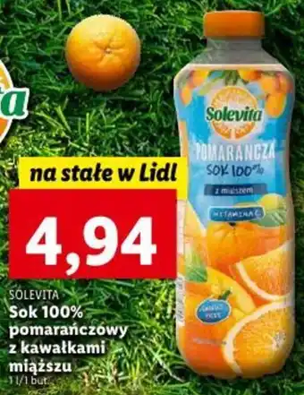 Lidl SOLEVITA Sok 100% pomarańczowy z kawałkami miąższu 1l oferta