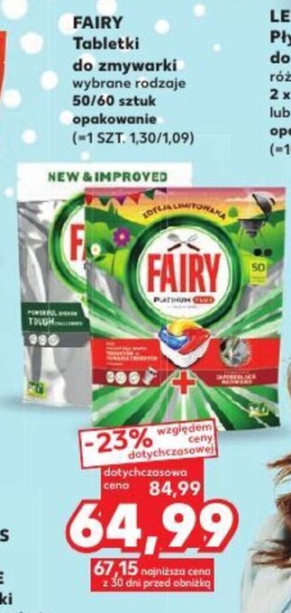 Kaufland FAIRY Tabletki do zmywarki 50/60 sztuk oferta
