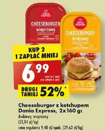 Biedronka Cheeseburger z ketchupem Dania Express, 2x160 g oferta