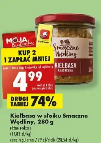 Biedronka Kiełbasa w słoiku Smaczne Wędliny, 280 g oferta