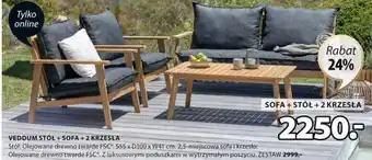 JYSK VEDDUM STÓŁ + SOFA +2 KRZESŁA Stół: S55 x D100 x W41 cm. oferta