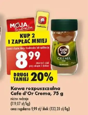 Biedronka Cafe d'or Kawa rozpuszczalna Cafe, 75 g oferta