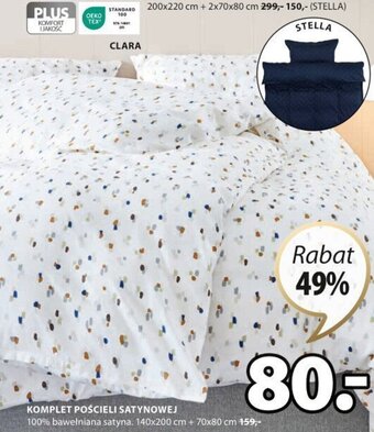 JYSK KOMPLET POŚCIELI SATYNOWEJ 140x200 cm + 70x80 cm oferta