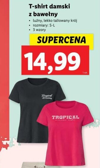 Lidl T-shirt damski z bawełny oferta