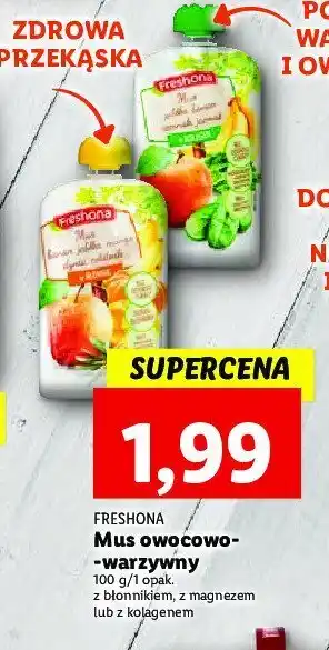 Lidl Mus jabłko pomidor truskawka burak + magnez oferta