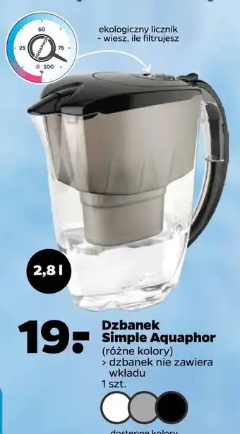Netto Dzbanek filtrujący simple 2.8 l biały aquaphor oferta