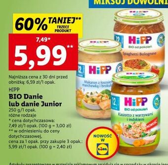 Lidl Kaszotto z warzywami i indykiem hipp bio oferta