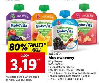 Lidl Mus jabłka truskawki i banany bobovita oferta