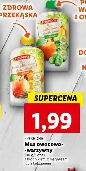 Lidl Mus jabłko pomidor truskawka burak + magnez freshona oferta