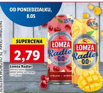 Lidl Piwo łomża radler 0.0% mango oferta