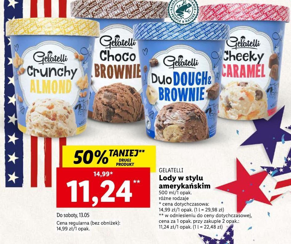 Promocja Lody w stylu amerykańskim crunchy almond gelatelli w Lidl