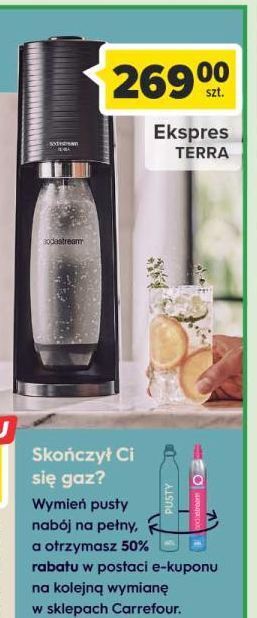 Carrefour Ekspres do gazowania wody terra czarny sodastream oferta