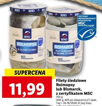 Lidl Bismarck płaty śledziowe w zalewie octowej seko oferta