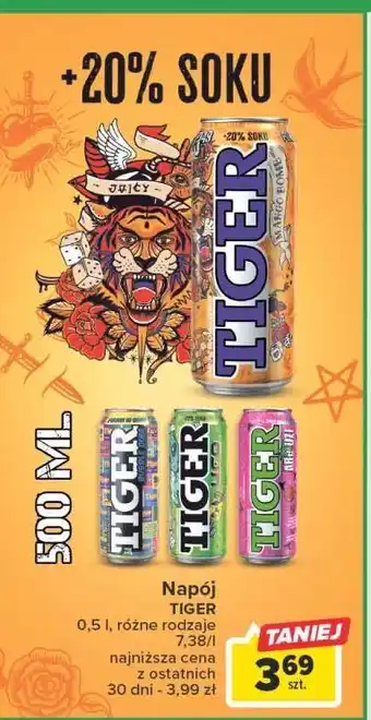 Carrefour Napój bubble gum tiger energy drink oferta