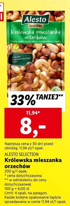 Lidl Mieszanka orzechów królewska alesto oferta