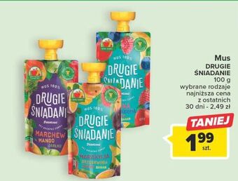 Carrefour Mus malina jagoda jabłko banan drugie śniadanie oferta