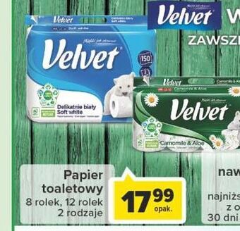 Carrefour Papier toaletowy delikatnie biały velvet oferta