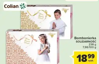 Carrefour Bombonierka komunijna z dziewczynką solidarność czekoladowe tajemnice oferta