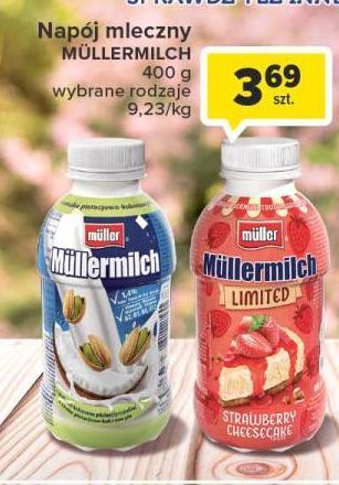 Carrefour Napój mleczny strawberry cheesecake mullermilch limited oferta