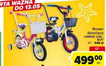 Carrefour Rower dziecięcy boy 16 '' biało-niebieski limber oferta