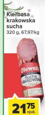 Carrefour Kiełbasa krakowska sucha z szynki olewnik oferta