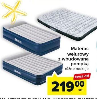 Carrefour Materac welurowy z wbudowaną pompką 2 osobowy bestway oferta
