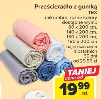 Carrefour Prześcieradło mikrofibra z gumką 140 x 200 cm tex oferta