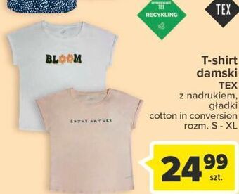 Carrefour T-shirt damski z nadrukiem s-xl tex oferta