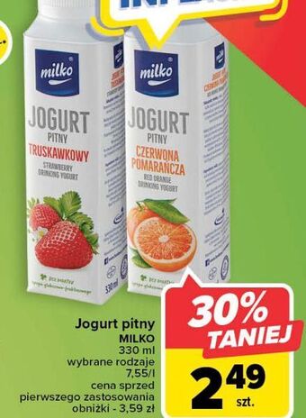 Carrefour Jogurt truskawka milko oferta