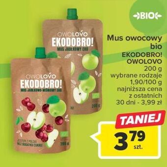 Carrefour Mus jabłkowy ekodobro owolovo oferta
