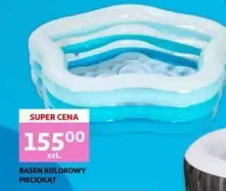 Auchan Basen kolorowy pięciokąt 185 x 180 53 cm intex oferta