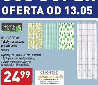 ALDI Zasłona prysznicowa 180 x 200 cm home creation oferta