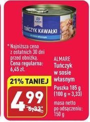 ALDI Tuńczyk kawałki w sosie własnym almare seafood oferta