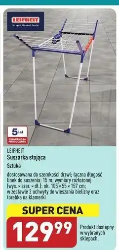 ALDI Suszarka pegasus 105 x 55 157 cm leifheit oferta