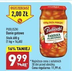 ALDI Fasolka po bretońsku z kiełbasą i boczkiem pudliszki oferta