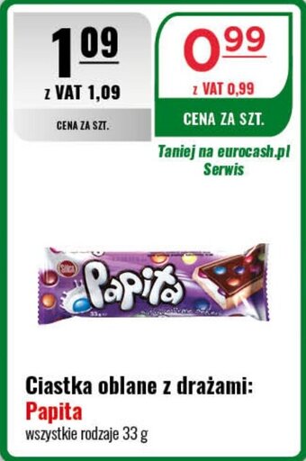 Eurocash Ciastka oblane z drażami: Papita 33 g oferta