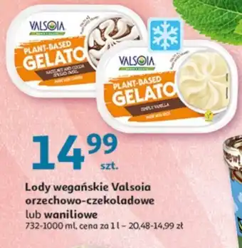 Auchan Valsoia Lody wegańskie orzechowo-czekoladowe lub waniliowe 732-1000ml oferta