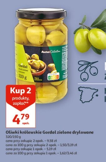 Auchan Oliwki królewskie Gordal zielone drylowane 320/150 g oferta