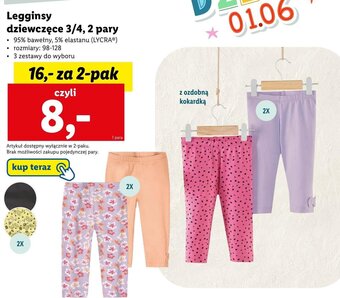 Lidl Legginsy dziewczęce 3/4, 2 pary oferta