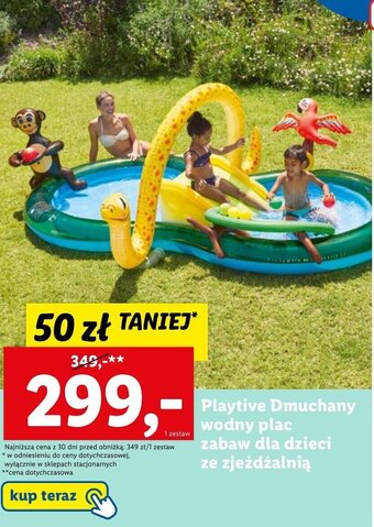 Lidl Playtive Dmuchany wodny plac zabaw dla dzieci ze zjeżdżalnią oferta