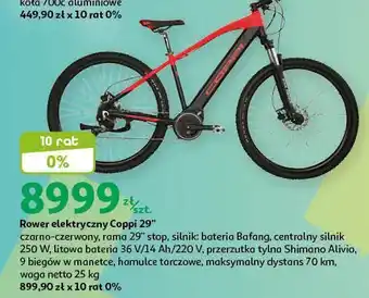 Auchan Rower elektryczny 29 9 biegów coppi oferta