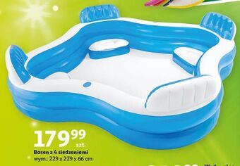 Auchan Basen błękitny rodzinny z oparciami 229 x 66 cm poj. 882 l oferta