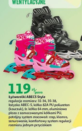 Auchan Łyżworolki abec 5 style regulowane 35-38 oferta