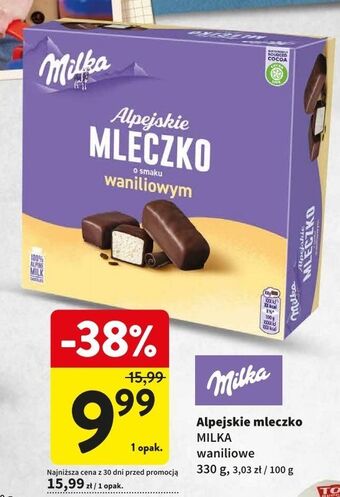 Intermarche Czekoladki waniliowe milka alpejskie mleczko oferta
