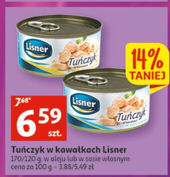 Auchan Tuńczyk w kawałkach sosie własnym lisner oferta